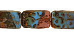 Czech Glass Nature Groovy Rectangle 18x12mm