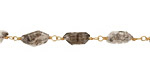 Tourmilated Quartz Faceted Freeform Nugget Gold (plated) Bead Chain