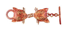 Patricia Healey Copper Cat Face Toggle Clasp 62x26mm, 25mm bar