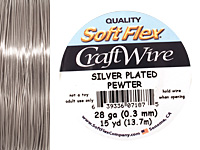 Soft Flex Silver Plated Pewter Craft Wire 28 gauge, 15 yards