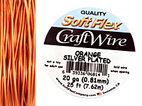 Soft Flex Silver Plated Orange Craft Wire 20 gauge, 25ft