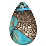 Blue Agate & Pyrite Teardrop Pendant 30x48mm