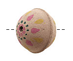 Hand Painted Pink & Yellow Dahlia Leather Round Bead 26-29mm