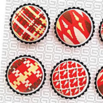 Crimson Stitched Buttons 17mm