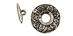 Green Girl Pewter Round Floral Toggle Clasp 23mm, 16mm Bar