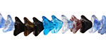 Czech Glass Black & Blue 5 Point Bellflower 6x9mm