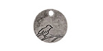 Nunn Design Antique Silver (plated) Small Circle Bird Tag 19mm