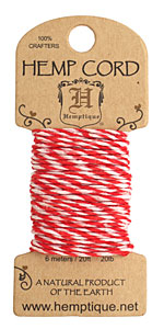 Red/White Hemp Twine 20 lb, 20 ft