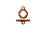 TierraCast Antique Copper (plated) Small Beaded Toggle Clasp 10mm, 15mm bar