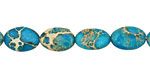 Ocean Blue Impression Jasper Flat Oval 12x8mm