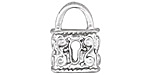 Ezel Findings Rhodium (plated) Double Sided Padlock Pendant 16x23mm