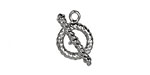 Silver (plated) Multi-Bezel Roped Toggle Clasp 13x17mm, 22x7mm