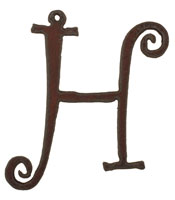 The Lipstick Ranch Rusted Iron Letter H Pendant 47x61mm