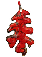 C-Koop Enameled Metal Scarlet Red Large Oak Leaf 33x63mm