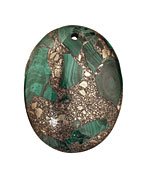 Malachite & Pyrite Oval Pendant 35x45mm