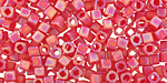 TOHO Transparent Rainbow Frosted Ruby Cube 3mm Seed Bead