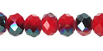 Iris Coral Red Crystal Faceted Rondelle 8mm