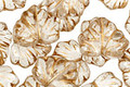 Czech Glass Crystal w/ Gold Maple Leaf 10x13mm