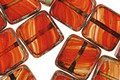 Czech Glass Candied Apple Square 10mm
