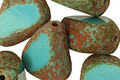 Czech Glass Turquoise Stone Picasso Chunky Table Cut Nugget 19x16mm