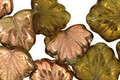 Czech Glass Transparent Olive Rose Gold Luster Maple Leaf 10x13mm