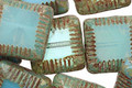 Czech Glass Caribbean Blue/Beach Glass Mix Carved Square 13mm
