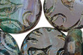 Czech Glass Peacock Groovy Coin 20mm