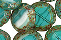 Czech Glass Beach Glass Picasso Tribal Coin 16mm