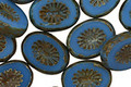 Czech Glass Opaque Cornflower Blue Picasso Oval w/ Star Window 14x10mm