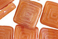 Czech Glass Peach Tribal Square 14mm