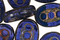 Czech Glass Denim Dreams Dotted Window Oval 18x13mm