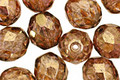 Czech Fire Polished Glass Luster Transparent Gold/Smoky Topaz Round 10mm