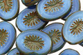 Czech Glass Periwinkle Oval w/ Star Window 14x10mm