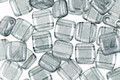 Czech Glass Luster Transparent Blue 2-Hole Tile 6mm