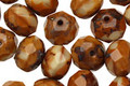 Czech Glass TerraCotta Cream Picasso Fire Polished Rondelle 6x9mm