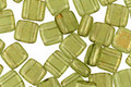 Czech Glass Olivine with Gold Marble 2-Hole Tile 6mm