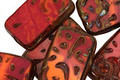 Czech Glass Pumpkin Picasso Groovy Rectangle 18x12mm