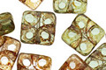 Czech Glass Spring Dew Dotted Square 10mm