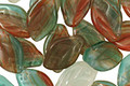 Czech Glass Spearmint w/ Ruby Leaf Drop 8x12mm