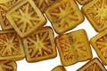 Czech Glass Lemon Picasso Flower Window Square 10mm