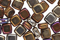 Czech Glass Iris Brown 2-Hole Tile 6mm