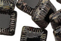 Czech Glass Jet Picasso Carved Square 13mm