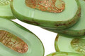 Czech Glass Apple Green Picasso Carved Oval 26x15mm