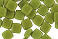 Czech Glass Opaque Olive 2-Hole Tile 6mm