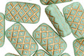 Czech Glass Luster Seafoam Patterned Rectangle 14x8mm