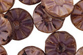 Czech Glass Eggplant Picasso Flower Window Coin 12mm