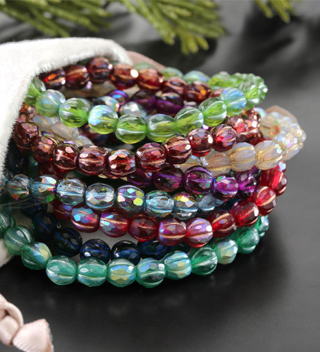 Czech Glass Faceted Melons