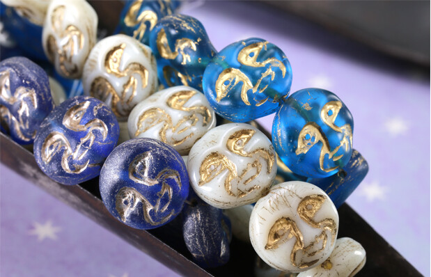 Czech Glass Moon Face Coins