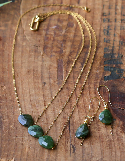 Gemstone Asymmetrical Necklace & Earring Set