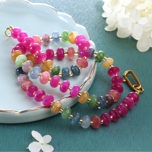 Wild Orchid Agate Rondelle Necklace